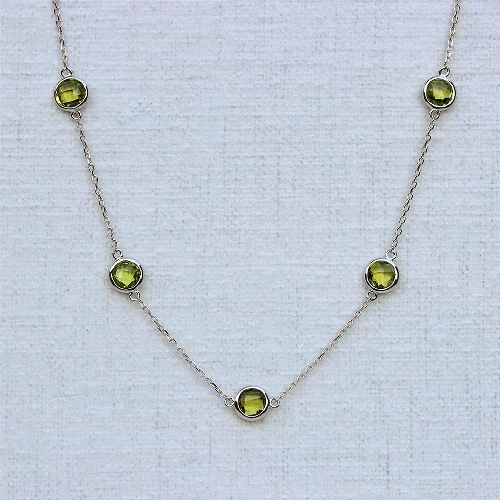 Bejeweled Peridot Station Necklace in Sterling Silver