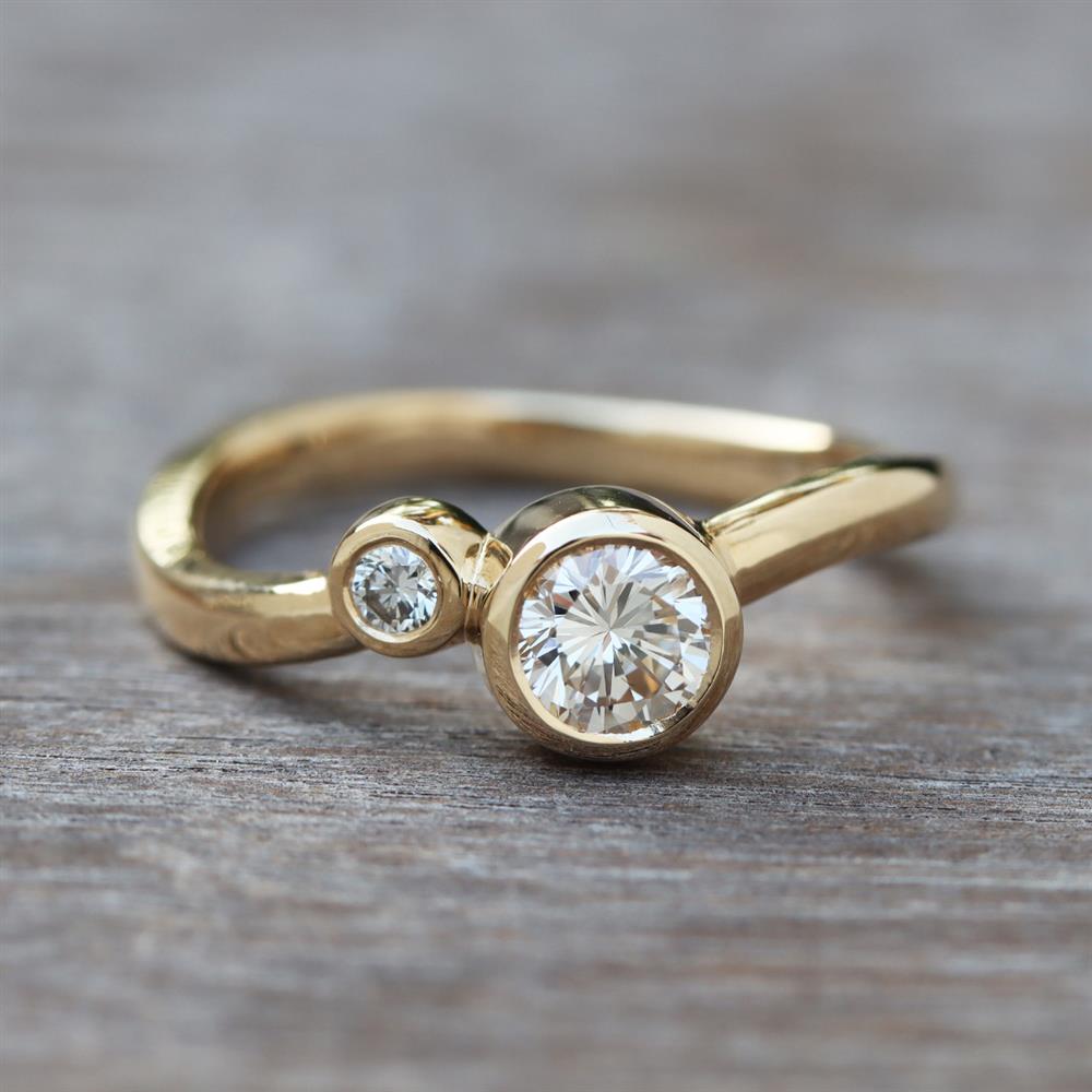Mother and Child Diamond Toi Et Moi Ring in 14k Yellow Gold