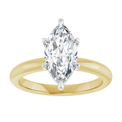 Classic Solitaire Marquise Lab Grown Diamond Engagement Ring (1.53ct) in 14k Two Tone Gold