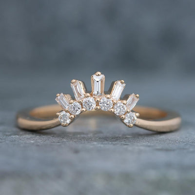 Contour Crown Diamond Ring in 14k Yellow Gold