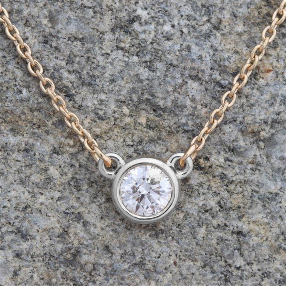 Everyday Stationed Diamond Bezel Necklace 0.20ct in 14k Two Tone Gold