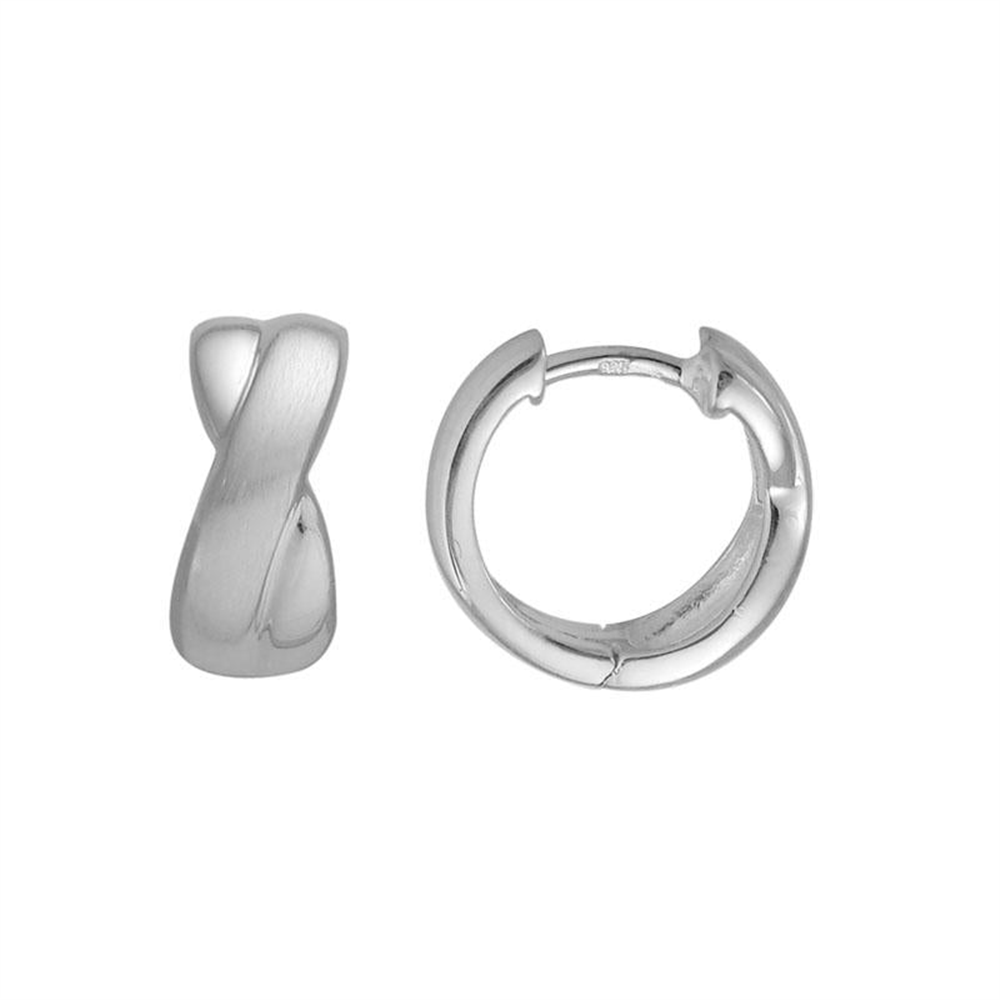 Crossover Huggie Hoop Earrings in Sterling Silver