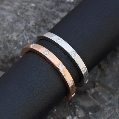 Modern Flush Set Diamond Ring in 14k Rose Gold