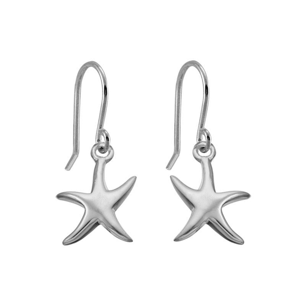 Dancing Starfish Drop Earrings in Sterling Silver