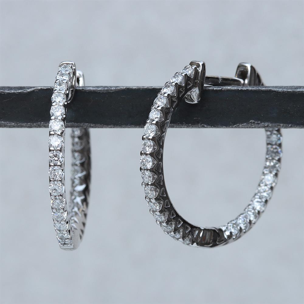 Everyday Inside-Out Diamond Hoop Earrings (0.50 cttw) in 14k White Gold