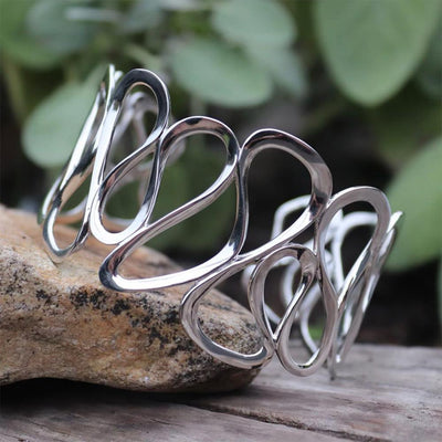 Ribbon Cuff Bracelet in Sterling Silver