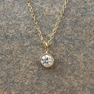 Everyday Diamond Bezel Necklace 0.10ct in 14k Yellow Gold