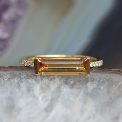 Sunshine Citrine & Diamond Ring in 14k Yellow Gold