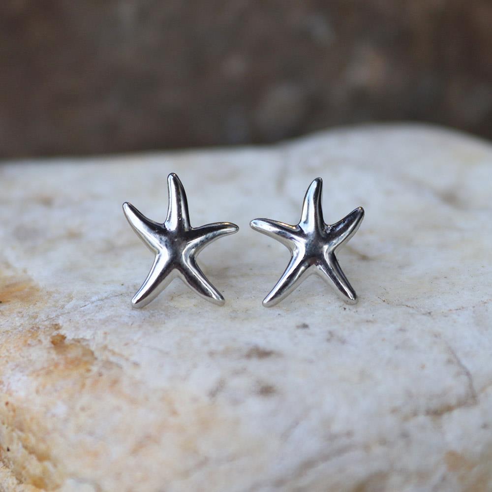 Dancing Starfish Stud Earrings in Sterling Silver