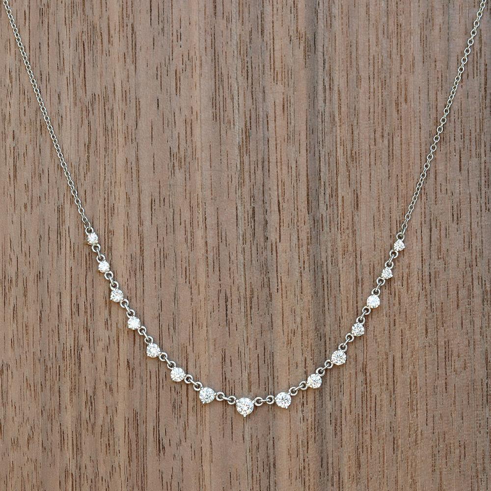 Graduated Diamond Link Necklace in 14k White Gold
