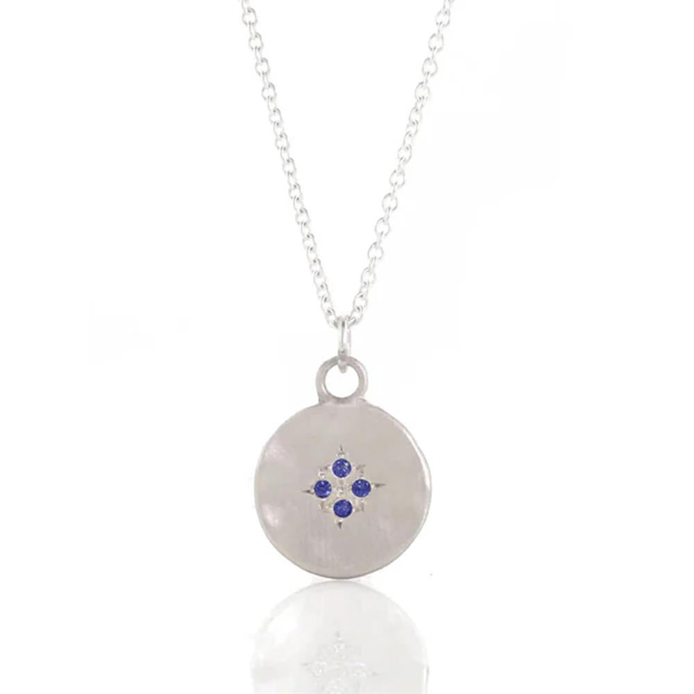 Adel Chefridi Silver Four Star Wave Sapphire Necklace