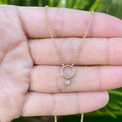 Closed Circle Diamond Necklace in 14k Yellow Gold