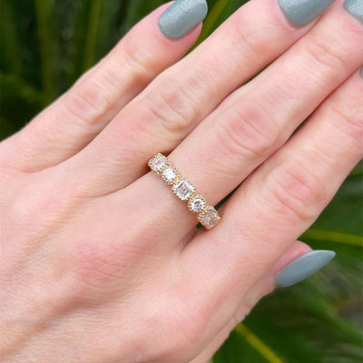 Alternating Shapes Lab Grown Diamond Band in 14k Yellow Gold