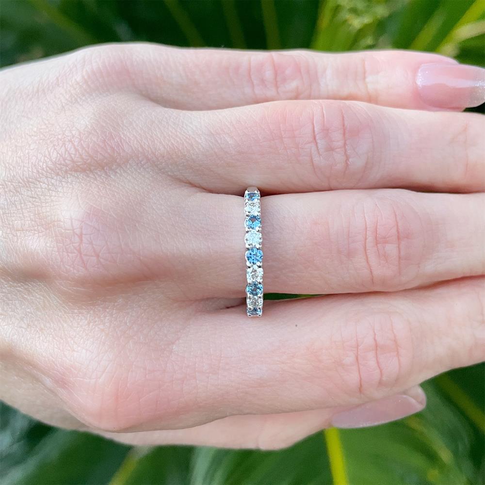 Yogo Sapphire & Diamond Ring in 14k White Gold