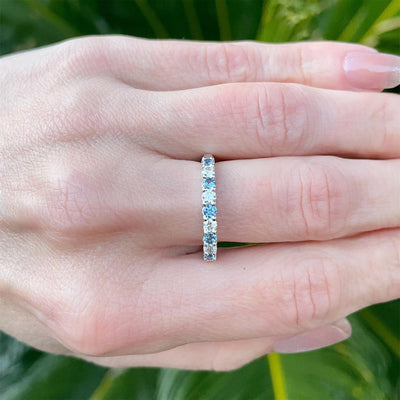 Yogo Sapphire & Diamond Ring in 14k White Gold