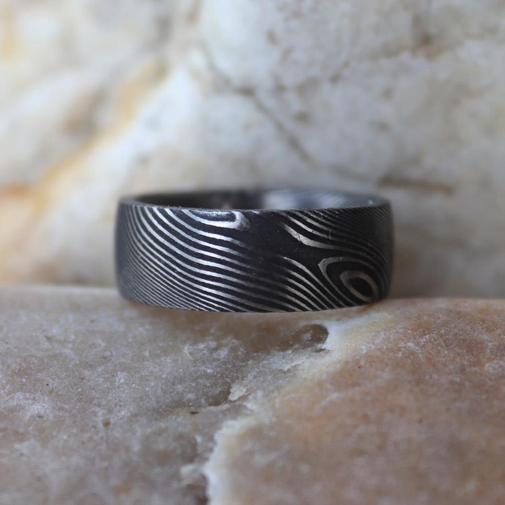 Damascus JET Men's Ring #2 by Andrew Nyce — 9.5