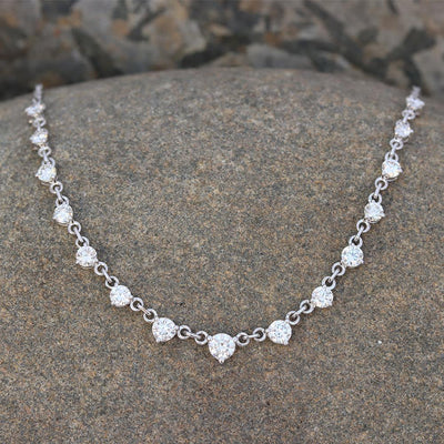 Graduated Diamond Link Necklace in 14k White Gold