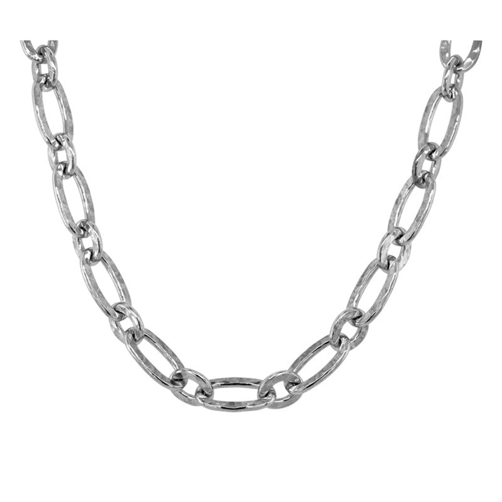 Linked Ovals Hammered Necklace in Sterling Silver