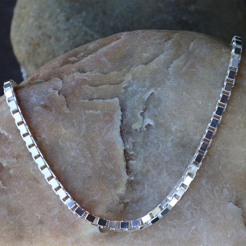 Box Chain 3mm in Sterling Silver - 24"