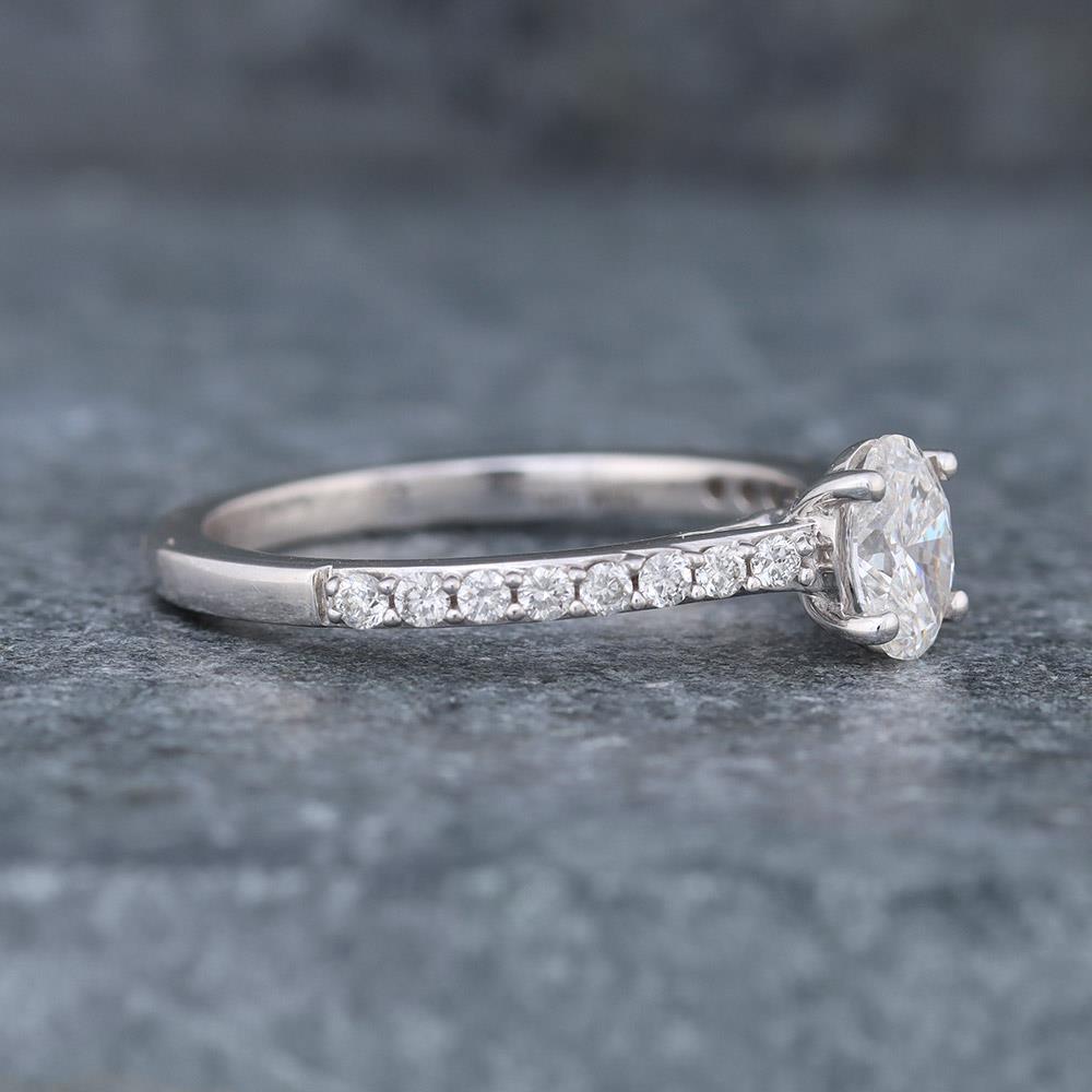 Petite Oval Diamond Engagement Ring (0.75 cttw) in 14k White Gold