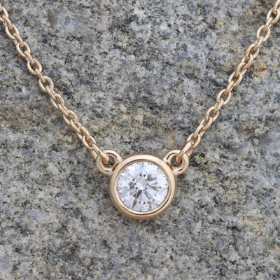 Everyday Stationed Diamond Bezel Necklace 0.12ct in 14k Yellow Gold