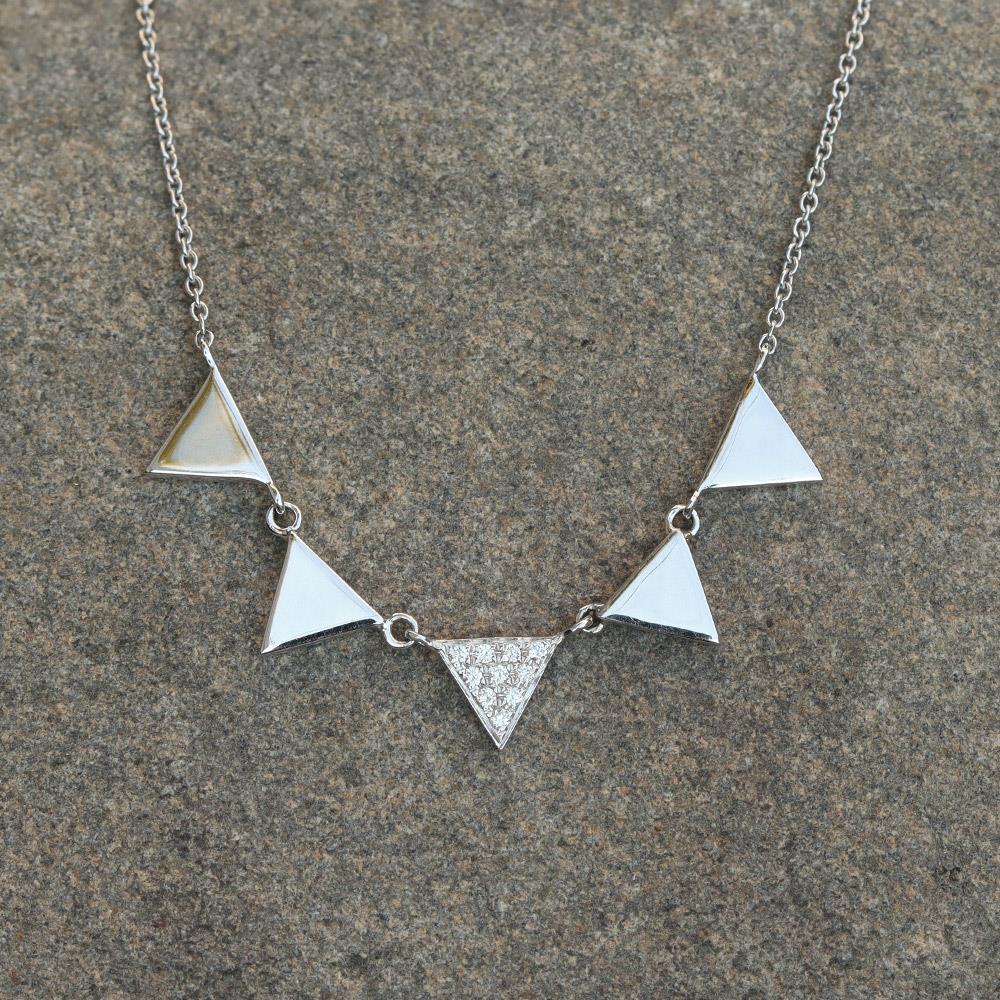 Finish Line Diamond Necklace in 14k White Gold