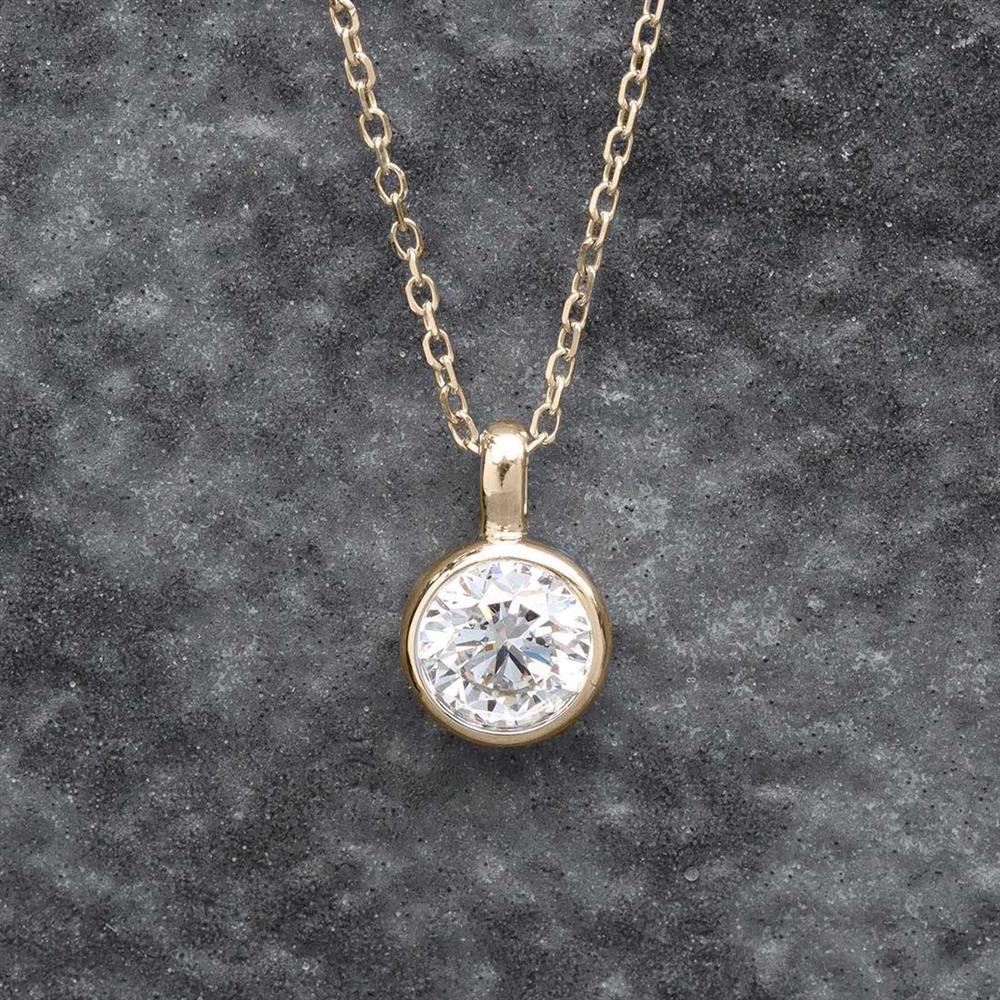 Everyday Lab Grown Diamond Bezel Necklace 0.50ct in 14k Yellow Gold