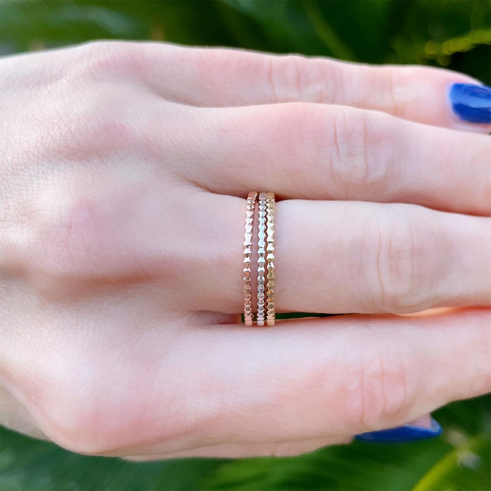 Ridge Stack Ring in 14k Yellow Gold