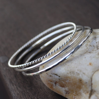 Smooth, Hammered, or Twisted: Heavy Stack Bangle Bracelet BNGL10