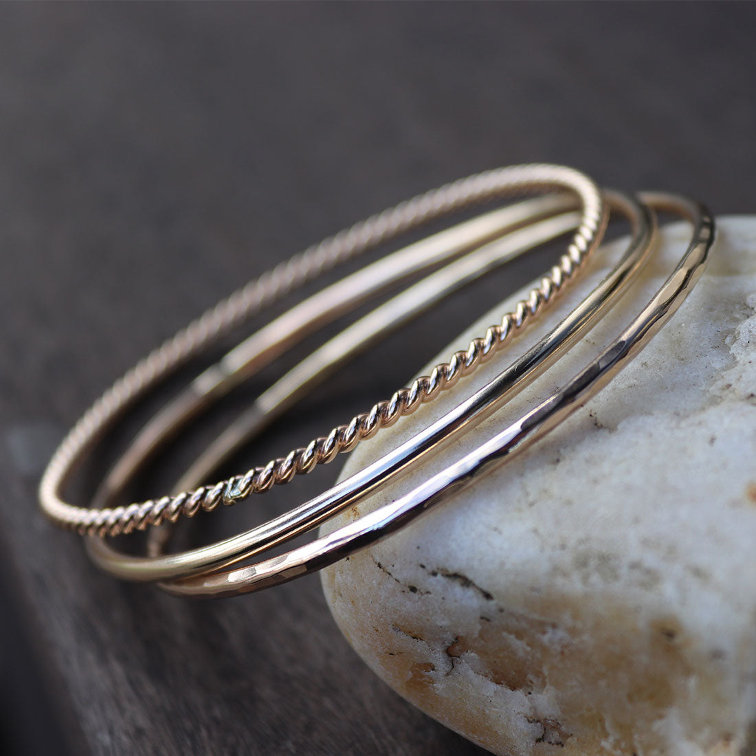 Smooth, Hammered, or Twisted: Heavy Stack Bangle Bracelet BNGL10