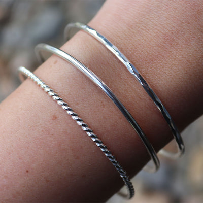 Smooth, Hammered, or Twisted: Heavy Stack Bangle Bracelet BNGL10