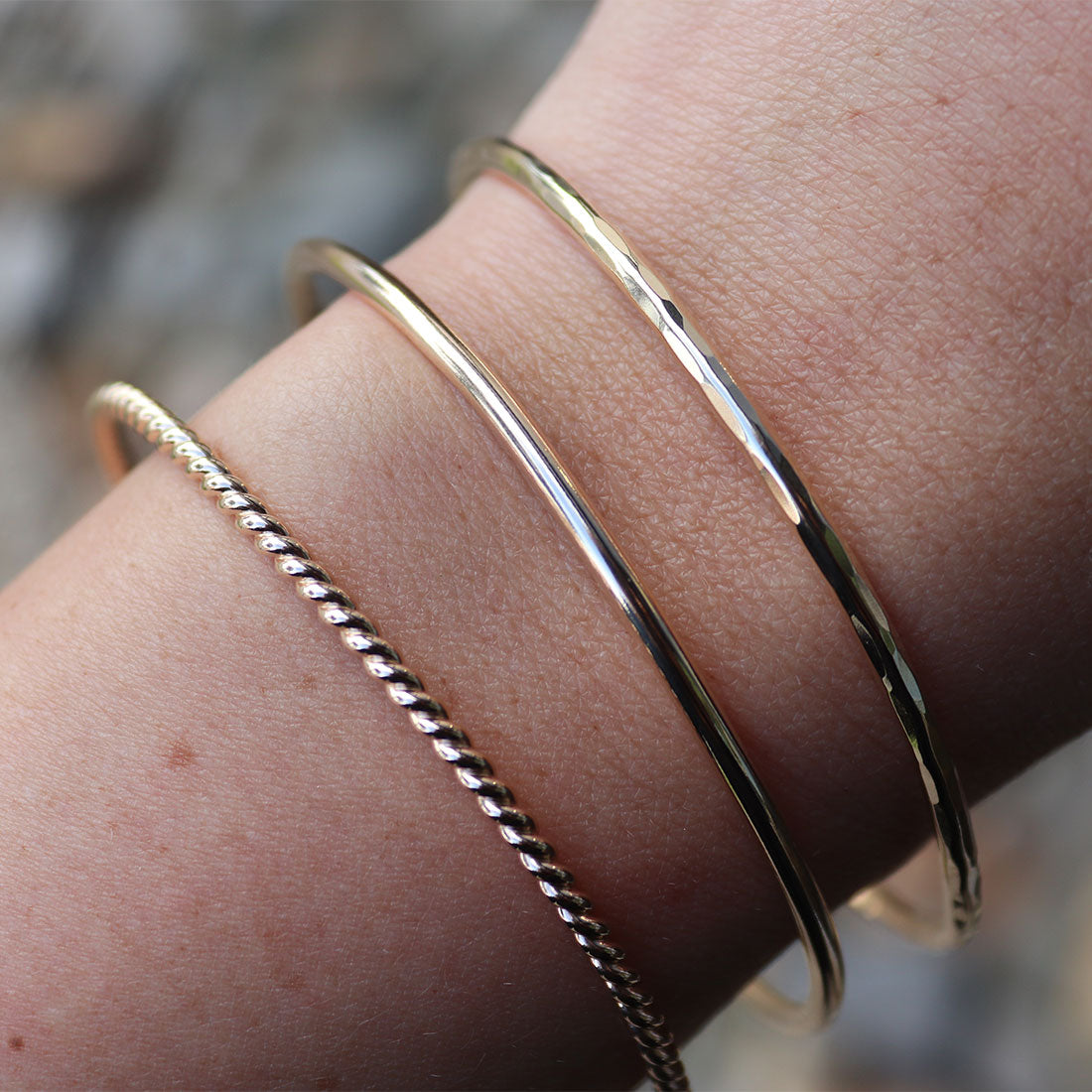 Smooth, Hammered, or Twisted: Heavy Stack Bangle Bracelet BNGL10