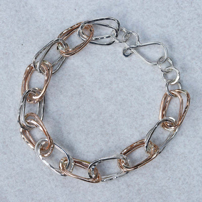 Small Double Oval Hammered Link Bracelet 315