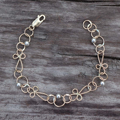 Mini Cross Twist Link and Bead Children's Bracelet KBR20
