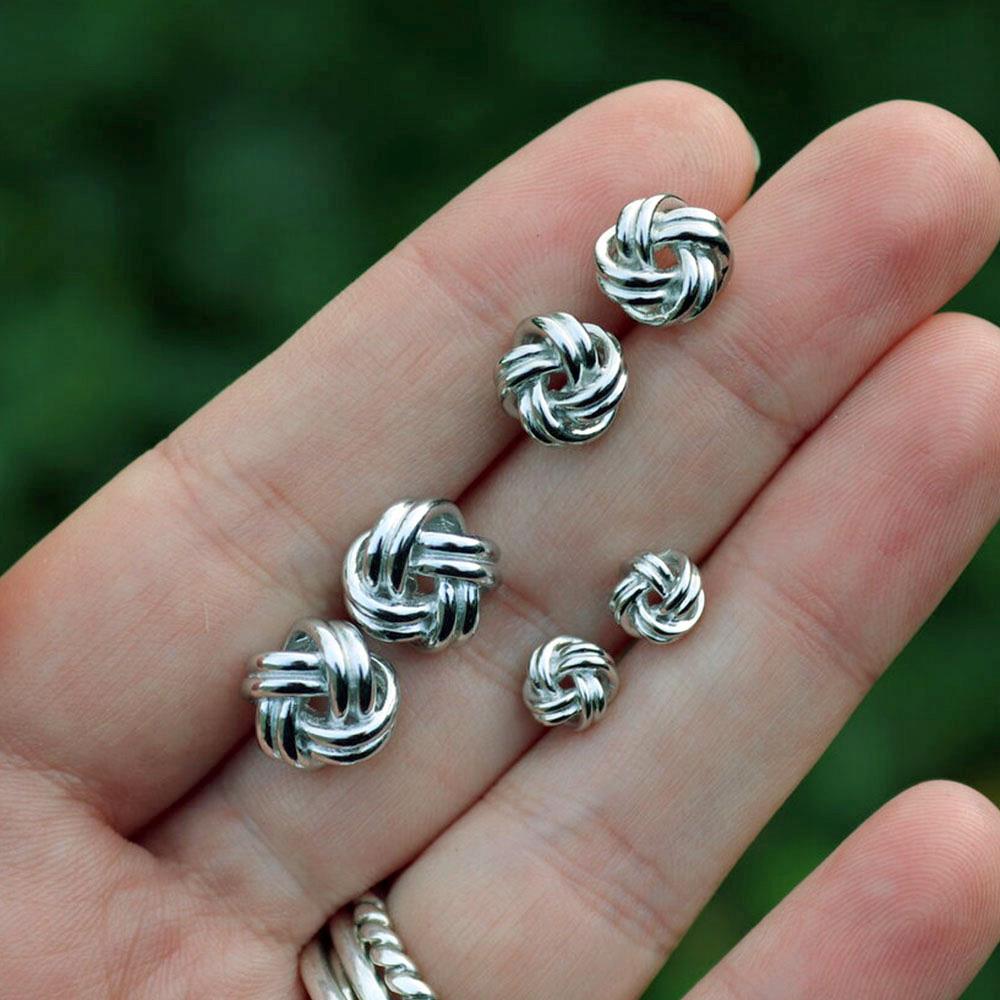 Love Knot Medium Stud Earrings in Sterling Silver