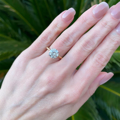 Classic Solitaire Round Brilliant Lab Grown Diamond Engagement Ring (2.00ct) in 14k Two Tone Gold