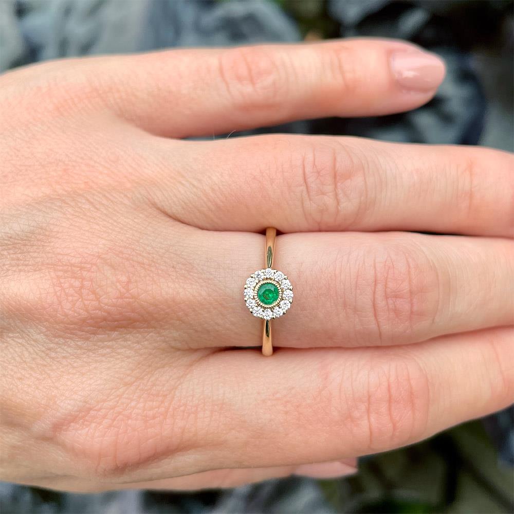 Blooming Emerald and Diamond Petite Ring