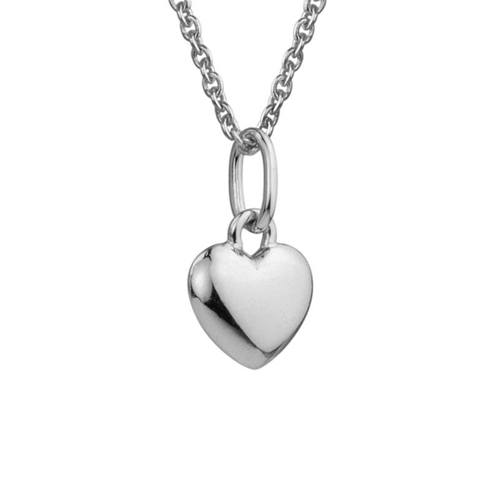 Mini Puffy Heart Kids Necklace in Sterling Silver