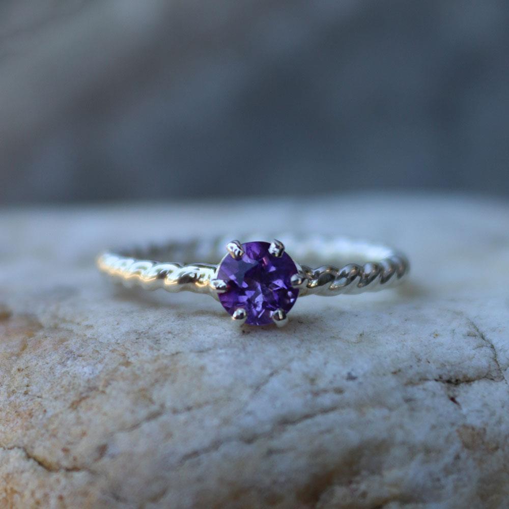 Purple Power Amethyst Twist Ring in Sterling Silver