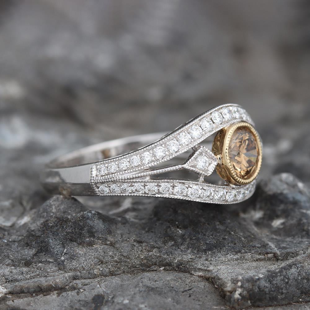Umber Brown Diamond & White Diamond Two-Tone Ring