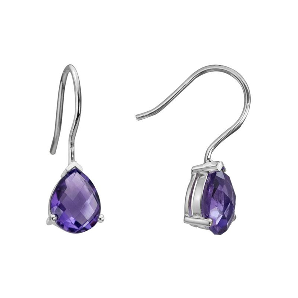 Gemmy Pear Amethyst Earrings in Sterling Silver