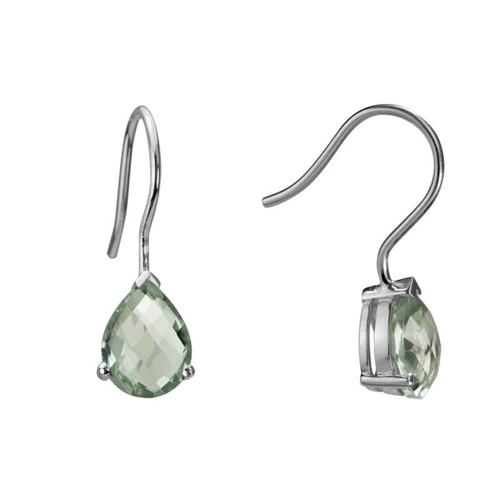 Gemmy Pear Green Quartz Earrings in Sterling Silver