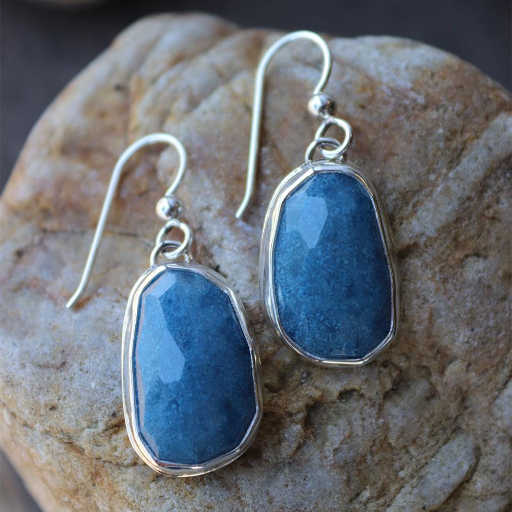 Into the Mist Lazulite Quartz Earrings in Sterling Silver