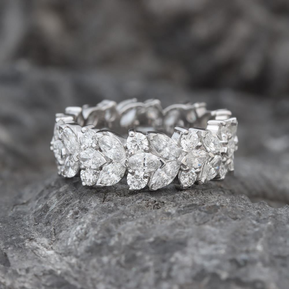 Flora Wide Diamond Eternity Band (4.56 cttw) in 18k White Gold