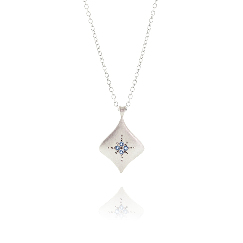 Adel Chefridi Silver Night Aquamarine Necklace in Sterling Silver