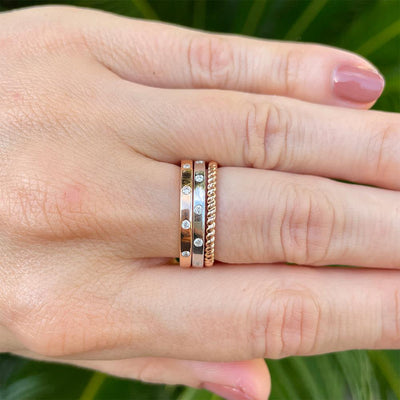 Modern Flush Set Diamond Ring in 14k Rose Gold