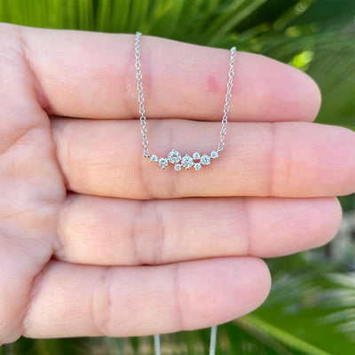 Heart Line Diamond Cluster Necklace in 14k White Gold