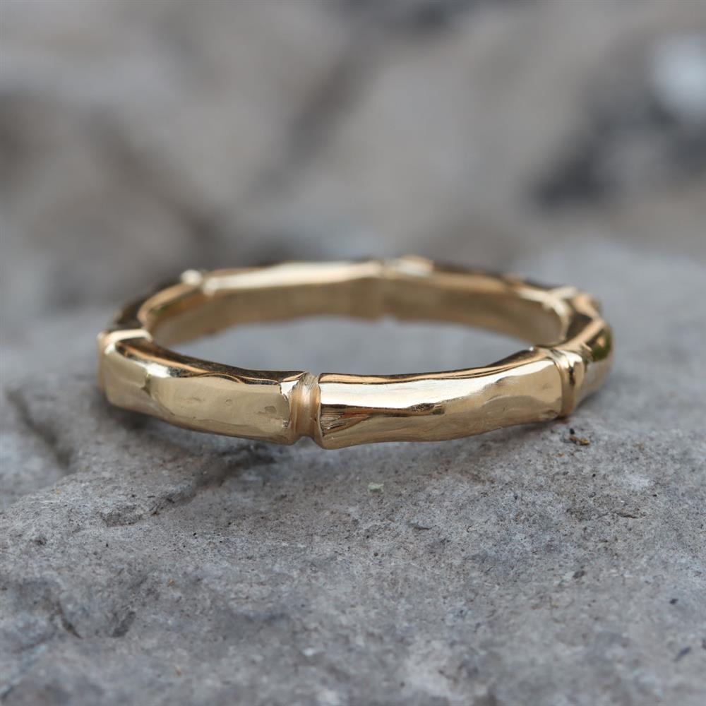 Bamboo 6 Section Stack Ring in 14k Yellow Gold