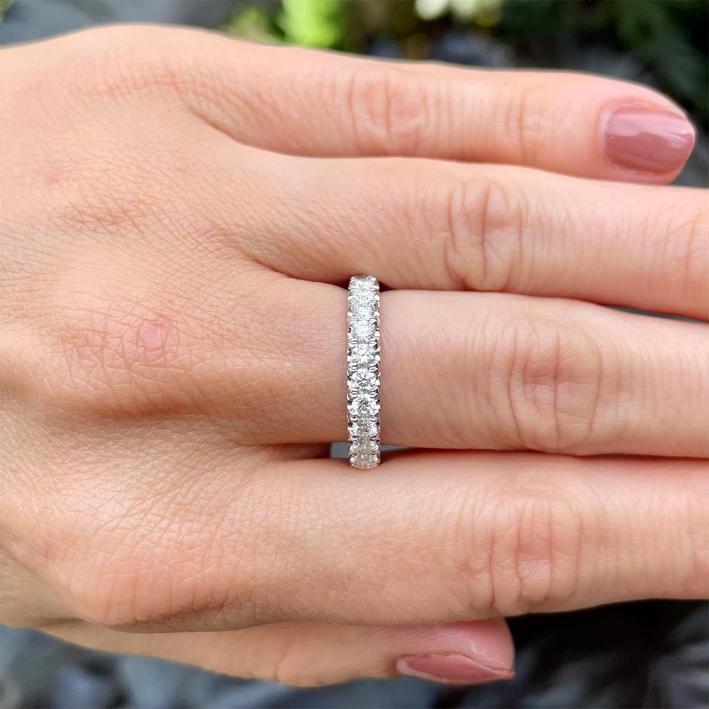 French Pave Diamond Ring (3/4 cttw) in 14k White Gold