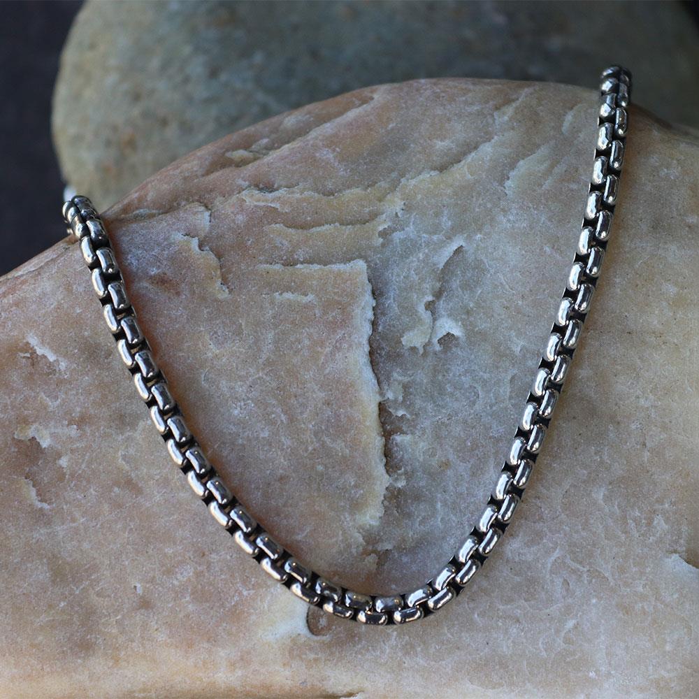 Round Box Chain 3.6mm in Oxidized Sterling Silver - 24"